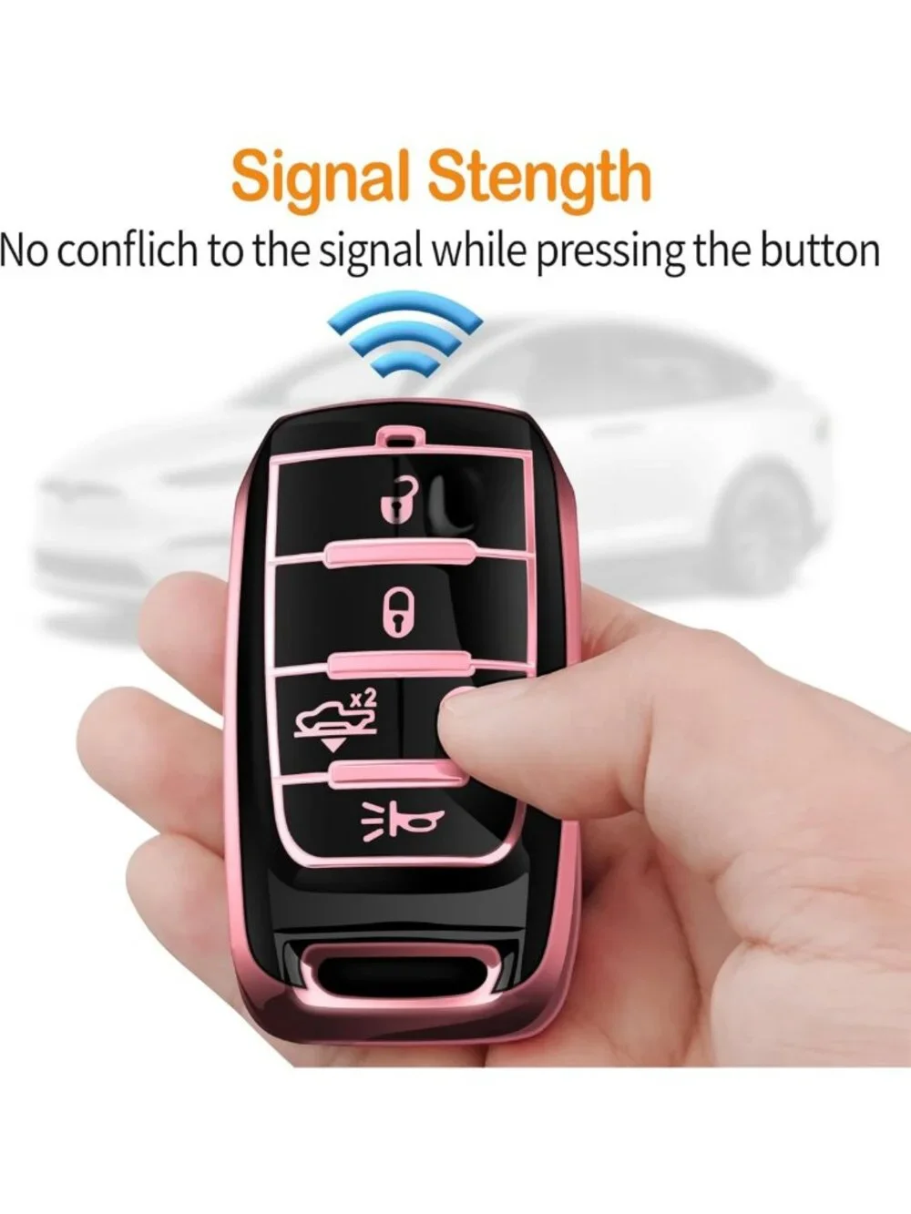 Soft Pink Key Fob Cover with Keychain - Full Protection for Dodge RAM 2019-2025